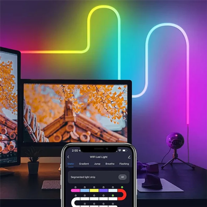 Світлодіодна неонова USB стрічка з керуванням від телефону SFK-11 Bluetooth Гнучка світлодіодна стрічка RGB 5м