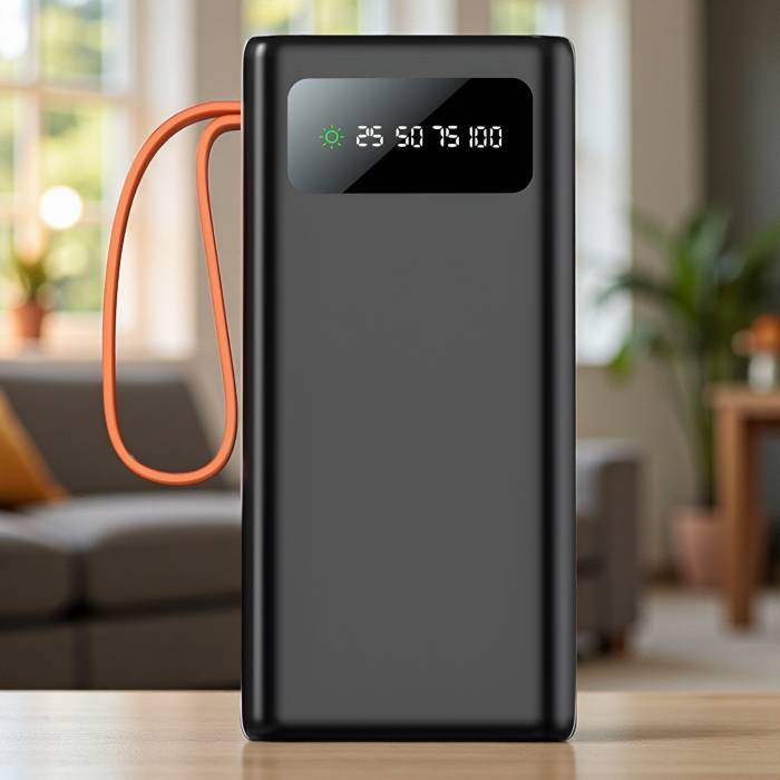 Power Bank 50000 mAh с 4 USB-портами, фонариком и дисплеем