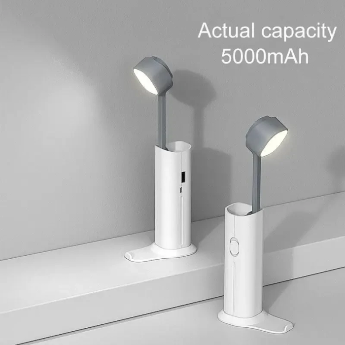 Настільна лампа-ліхтар із power bank та підставкою для телефону Master-7 Біла Бездротова лампа