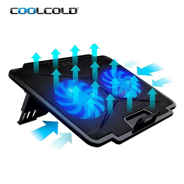 Охлаждающая подставка для ноутбука с вентилятором и подсветкой Coolcold K24 15,6 дюймов Черная