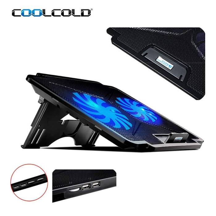 Охлаждающая подставка для ноутбука с вентилятором и подсветкой Coolcold K24 15,6 дюймов Черная
