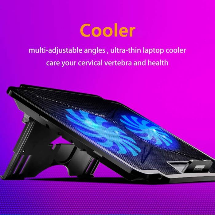 Охлаждающая подставка для ноутбука с вентилятором и подсветкой Coolcold K24 15,6 дюймов Черная