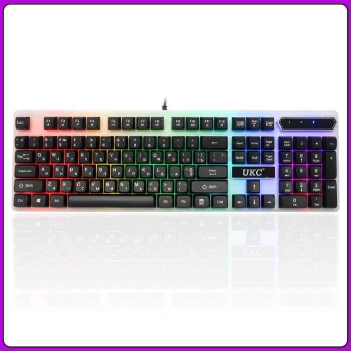 Ігрова клавіатура з багатобарвним RGB-підсвічуванням та USB-підключенням на 104 клавіші UKC 8930