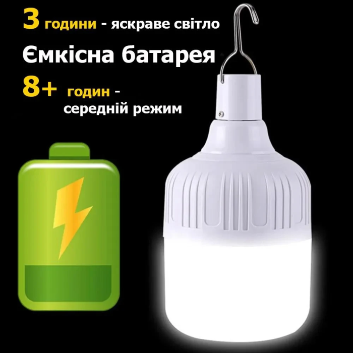 Підвісна світлодіодна LED лампа з гачком 3 режими свічення AKL-02 105мм Кемпінгова акумуляторна лампа