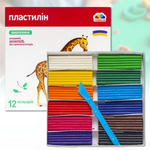 Набір пластиліну "Захоплення" на восковій основі з ножем 12 кольорів "Гамма" в Упаковці 2 шт.