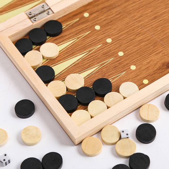 Игровой набор 3в1 шахматы, нарды и шашки 35 см с двусторонней доской