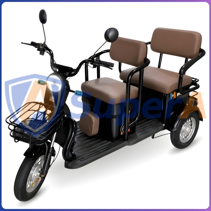 Електротрайк TRIVARO MAX 1000W з багажником, пасажирськими сидіннями та амортизацією Чорний