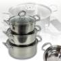 Набір 3-х штук каструль із кришками із нержавіючої сталі Classic Soup Pot 898-4