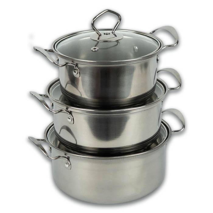 Набір 3-х штук каструль із кришками із нержавіючої сталі Classic Soup Pot 898-4