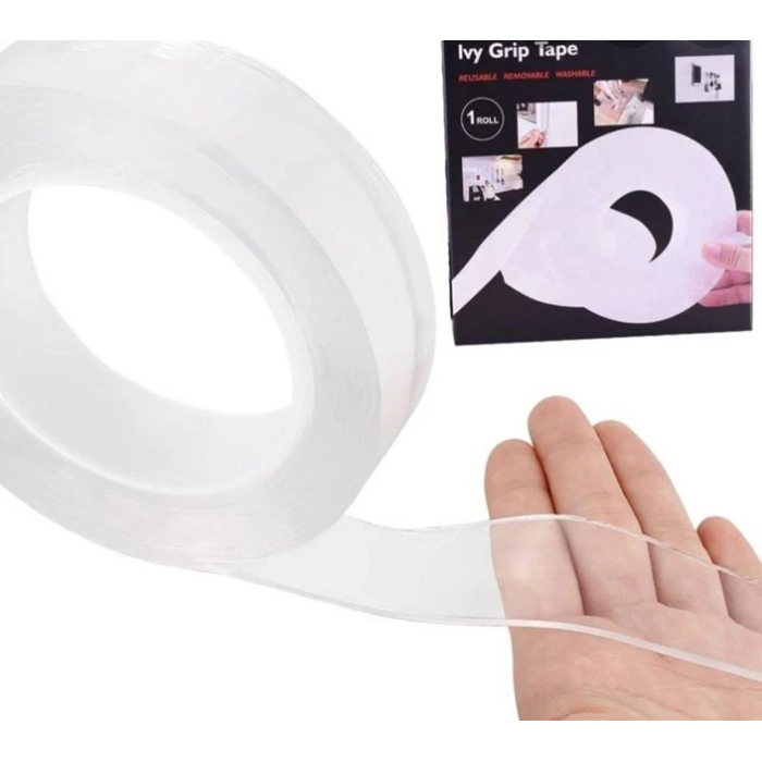 Багаторазовий двосторонній кріпильний скотч Ivy Grip Tape 3 м Нано стрічка прозора