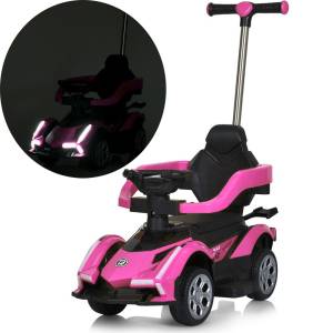 Каталка-толокар 3 в 1 Lamborghini з батьківською ручкою та мотором на 18W Bambi M 5781EBLR-8 Рожевий