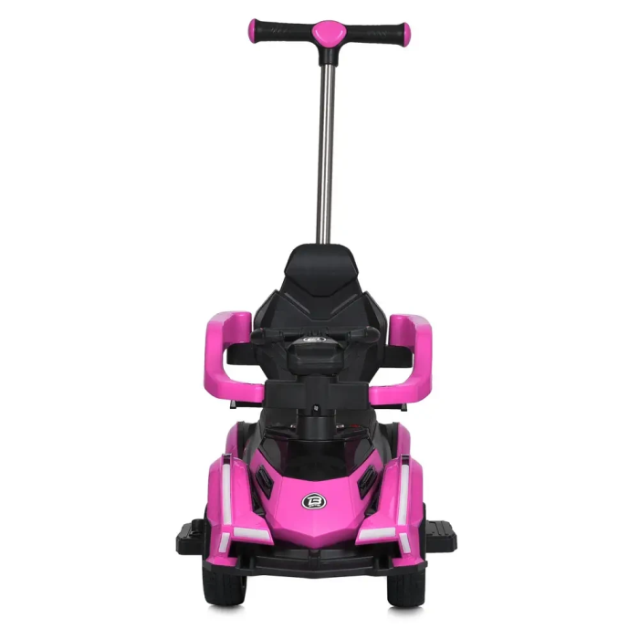 Каталка-толокар 3 в 1 Lamborghini з батьківською ручкою та мотором на 18W Bambi M 5781EBLR-8 Рожевий