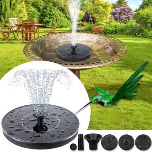Плавающий садовый фонтан с солнечной панелью и разными насадками Solar Fountain