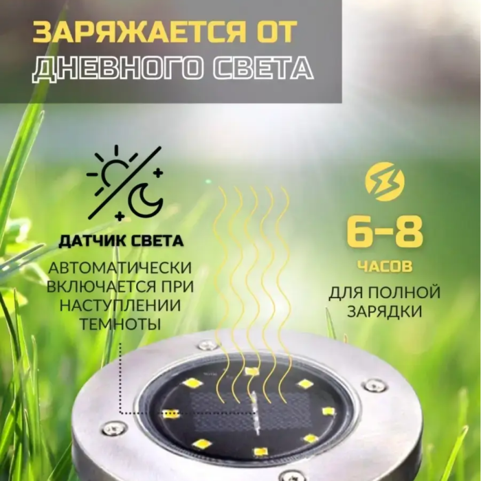 Світлодіодні садові ліхтарі із сонячною батареєю комплект 4 штуки 489-2 LED8 D12 см