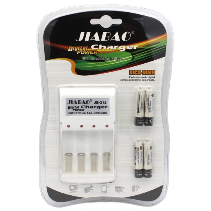 Комплект с зарядным устройством и 4 аккумуляторами типа AAA JIABAO JB-212 Зарядное устройство для батареек