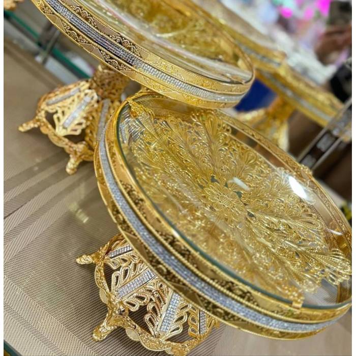 Подставка для десертов-тортов с кристаллами Fruit tray 1402L 35 см Десертная подставка с красивым дизайном