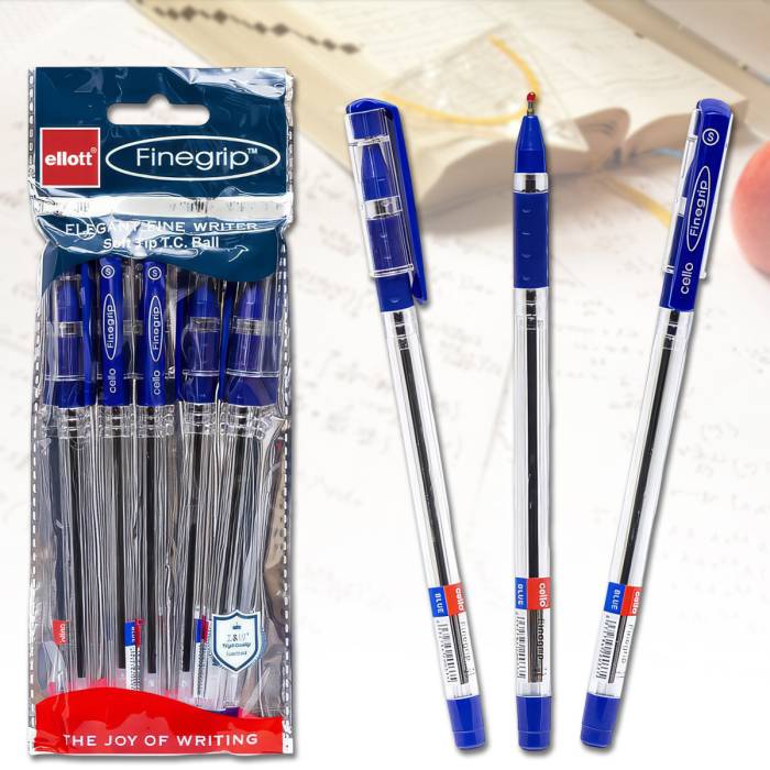 Шариковая масляная ручка 0.5 мм с синей пастой Cello FINEGRIP Упаковка 5 шт.