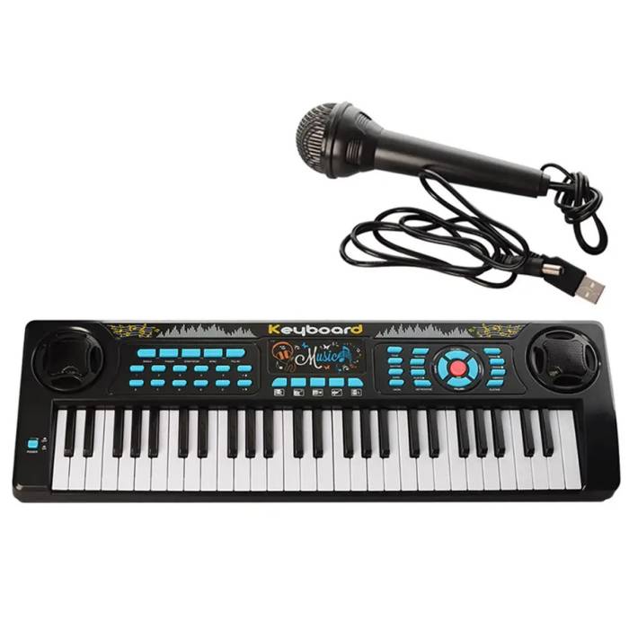 Дитячий синтезатор-піаніно на 54 клавіші з мікрофоном та MP3 Limo Toy M 5499 Чорний
