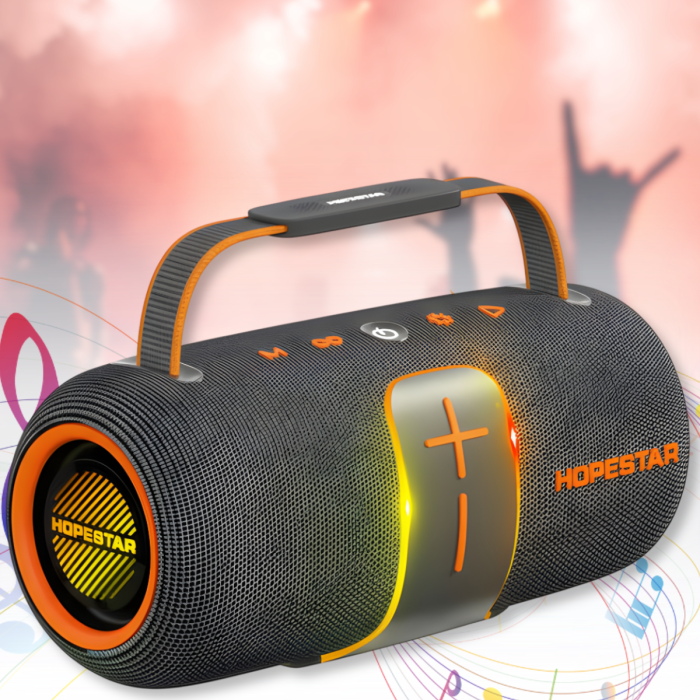 Портативная Bluetooth-колонка с двумя динамиками​​​​​​​ и RGB-подсветкой Hopestar H62 70W Серый