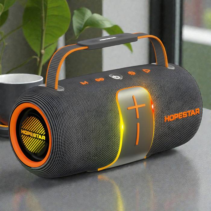 Портативная Bluetooth-колонка с двумя динамиками​​​​​​​ и RGB-подсветкой Hopestar H62 70W Серый