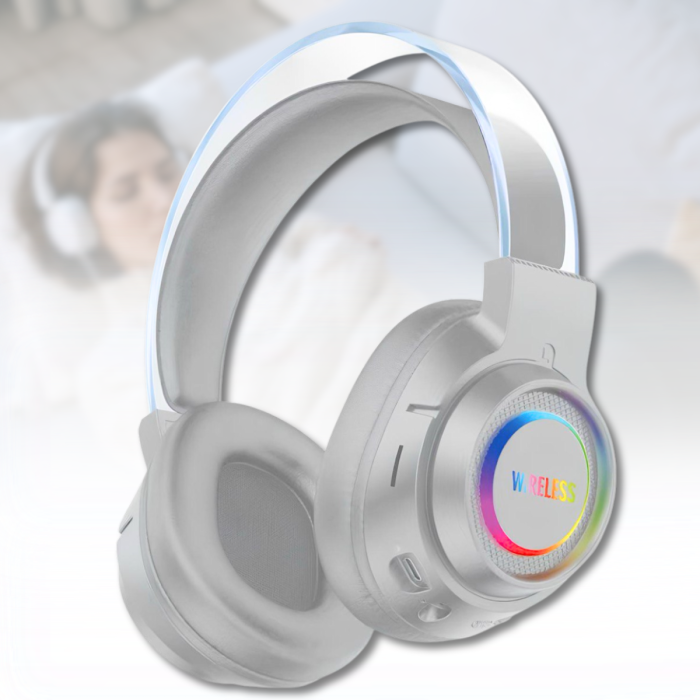 Накладные Bluetooth наушники с шумоподавлением и RGB-подсветкой BT600 Белый