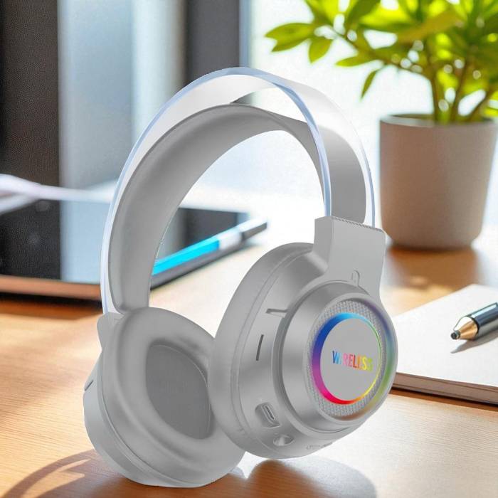 Накладные Bluetooth наушники с шумоподавлением и RGB-подсветкой BT600 Белый