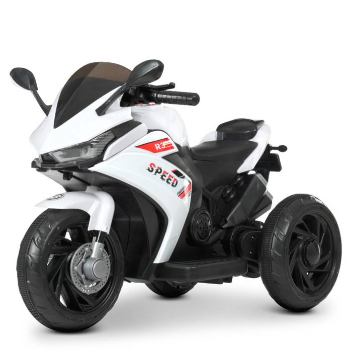 Трехколесный детский мотоцикл на аккумуляторе Yamaha с музыкой и световыми эффектами Bambi M 4622-1 Белый