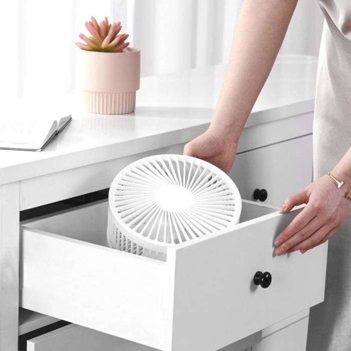 Складной телескопический вентилятор на аккумуляторе с 3 скоростями Folding Fan Белый
