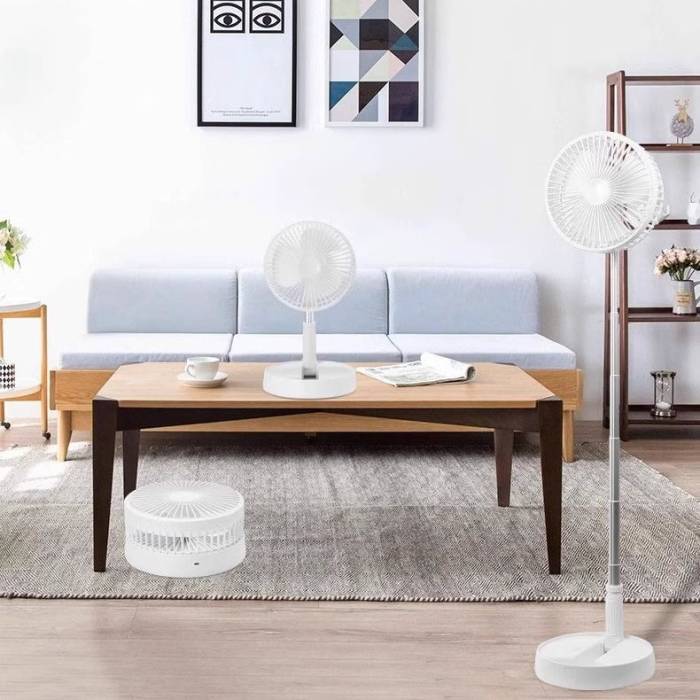 Складной телескопический вентилятор на аккумуляторе с 3 скоростями Folding Fan Белый