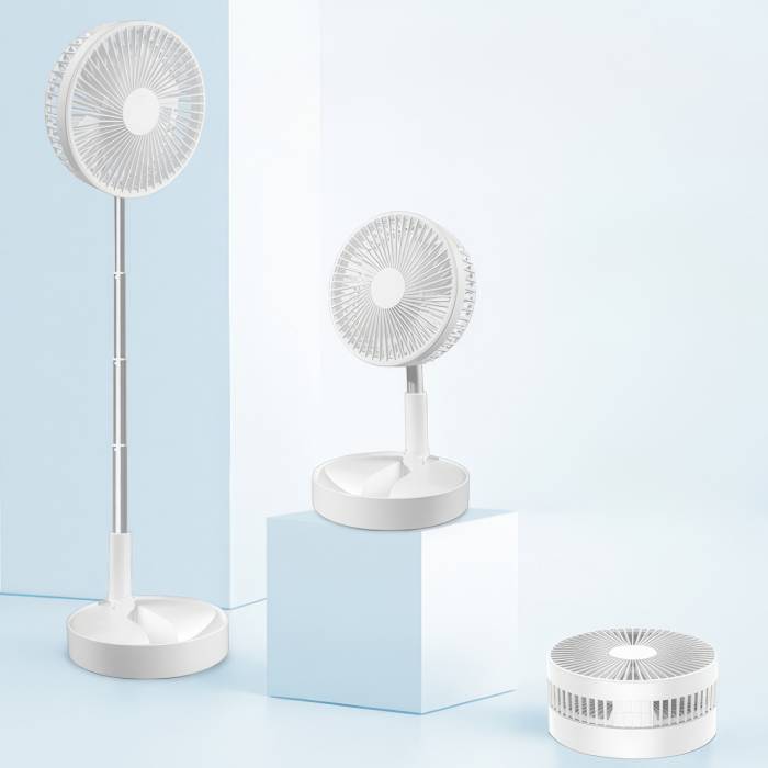 Складной телескопический вентилятор на аккумуляторе с 3 скоростями Folding Fan Белый