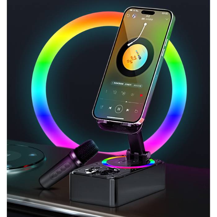 Подставка-держатель для телефона с караоке Microphone speaker set AND K18 Портативная колонка с держателем