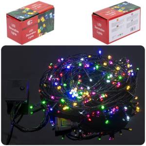 Святкова електрична гірлянда на 240-300 LED лампочок та 6 кольорів чорний провід 24 м D-16 в упаковці 1 шт