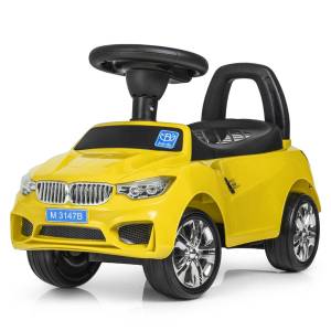 Дитяча каталка-толокар BMW зі звуком двигуна та музикою Bambi M 3147B-6 Жовтий