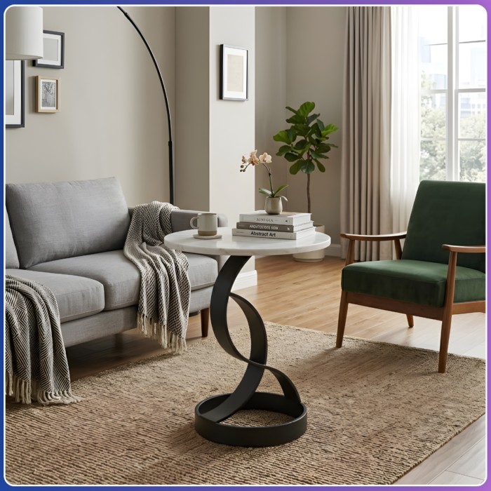 Круглий журнальний столик 40×40×55 см з декоративною основою AD-B37