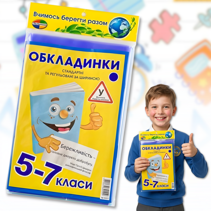 Обкладинки для шкільних підручників 5-7 класів з регульованою шириною