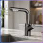 Кухонний змішувач із висувним виливом та поворотом на 360° Faucet CR-8429 Чорний