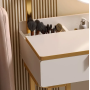 Туалетный столик 120х120х40 см с тумбочкой и круглым LED зеркалом STL-MD 106