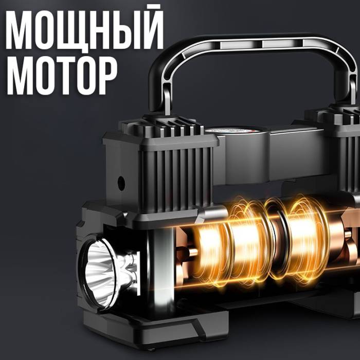 Автомобільний компресор з монометром та живленням від прикурювача Air pump 12V Чорний