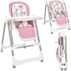 Стульчик для кормления 2 в 1 с механическим укачиванием и качелей Bambi M 5897 Pink Розовый