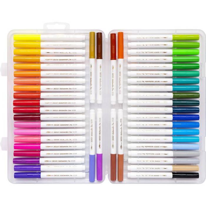 Фломастер – кисточка из 48 цветов на водной основе в пластиковом боксе Water color pen 228-48