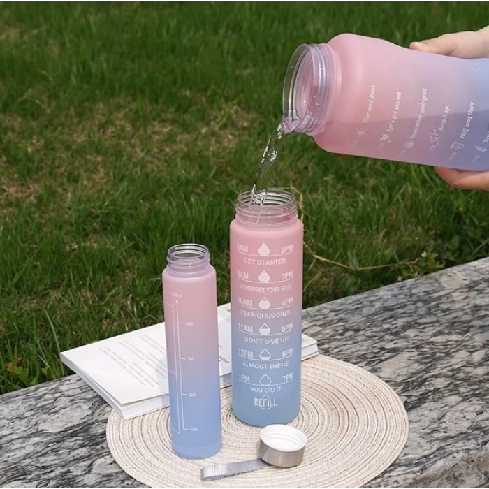 Пляшка для води 3 в 1 Bottle AND264 Рожево-блакитна Комплект із 3 спортивних пляшок для води