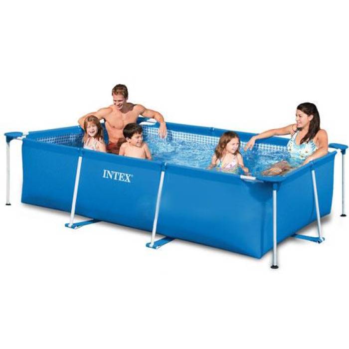 Прямокутний сімейний каркасний басейн Intex 28270 для дачі 220 x 150 x 60 см на 1662 л синій