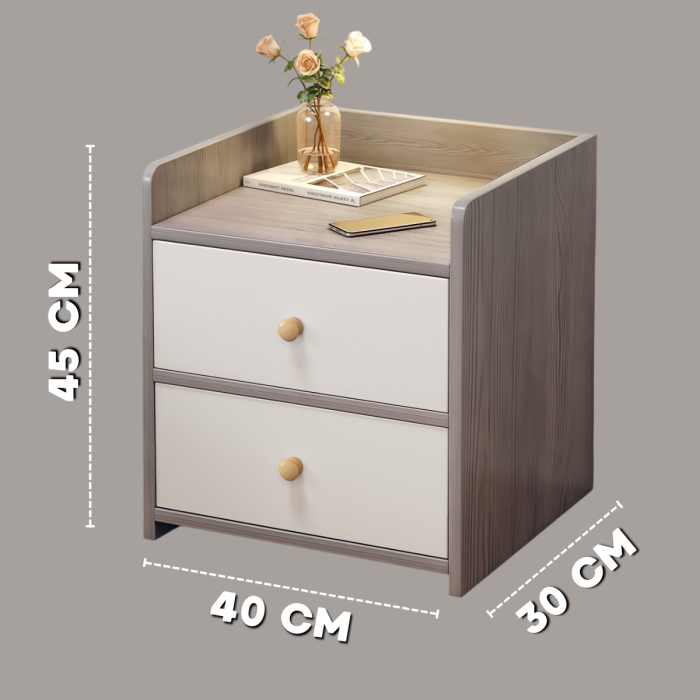 Тумбочка приліжкова 30x40x45 см з 2 висувними ящиками та полицею STL-MD 76
