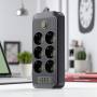 Мережевий подовжувач із 6 розетками й USB-A/C портами 3 метри 2500W Чорний