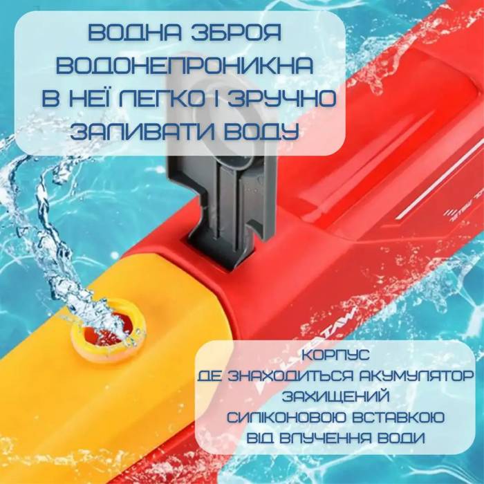 Водяний потужний бластер 42,5 см на акумуляторі із зарядкою від USB T-01 Акула Водяна зброя на 550 мл