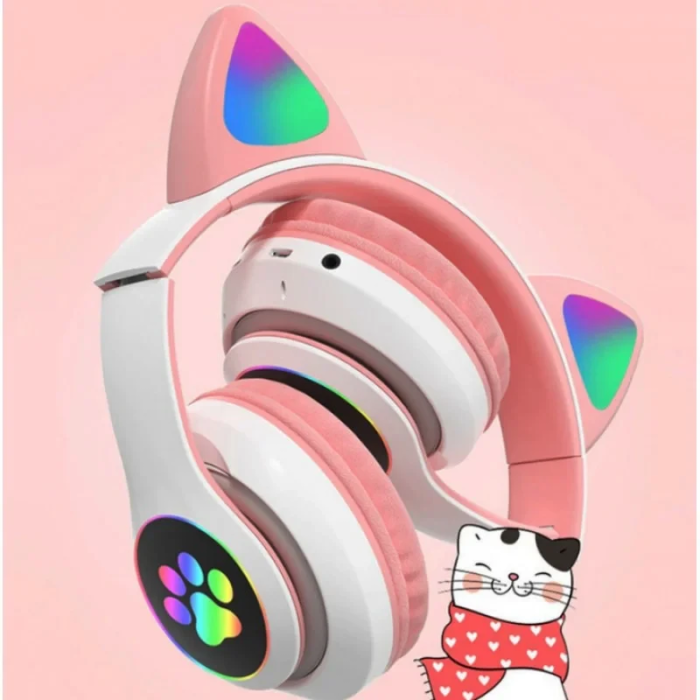 Беспроводные накладные Bluetooth наушники Cat Ear STN-28 Наушники с ушками и подсветкой Маленькая упаковка