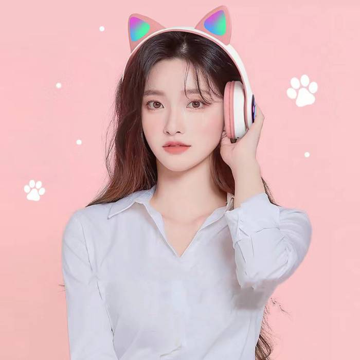 Бездротові накладні Bluetooth навушники Cat Ear STN-28 Навушники з вушками та підсвічуванням Велика упаковка