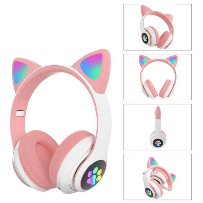 Бездротові накладні Bluetooth навушники Cat Ear STN-28 Навушники з вушками та підсвічуванням Велика упаковка