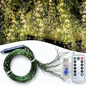 USB Світлодіодна гірлянда "Кінський хвіст" 2 метри 10 ниток 8 режимів світіння Тепле біле світло
