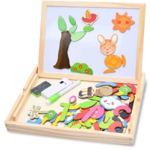 Дитячий центр-іграшка для розвитку Tree Toys MD-0815  Дерев'яна магнітна дошка з пазлами і для малювання